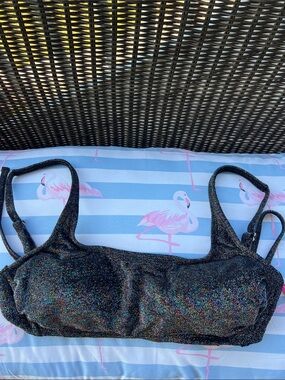 Target D/DD Black Multicolor Glitter Bikini Top